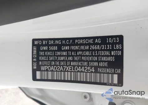 2014 Porsche Panamera E-Hybrid S из США, поврежденный, VIN WP0AD2A7XEL044254